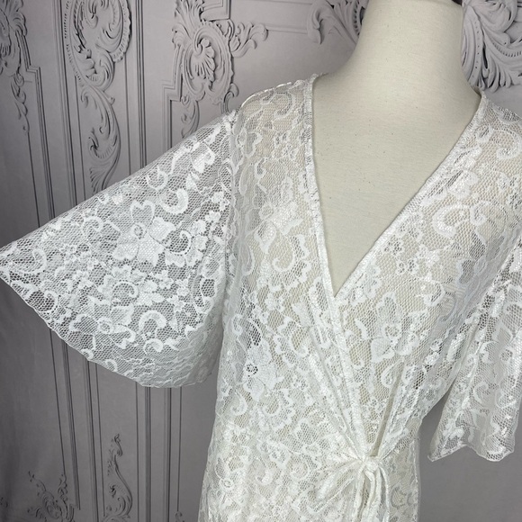 Bohemian White Lace Swimsuit Kimono Beach Dress Coverup - Picture 5 of 7